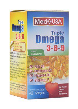 Viên Uống Bổ Não Sáng Mắt MediUSA Triple Omega 3-6-9 Chai 90 Viên