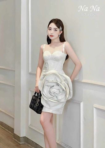  Váy Dự Tiệc 2 Dây Corset Hoa To 