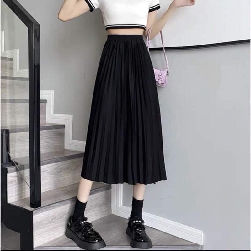 Chân váy xếp ly dáng dài loang màu CV0424  Thời trang công sở KK Fashion  2019