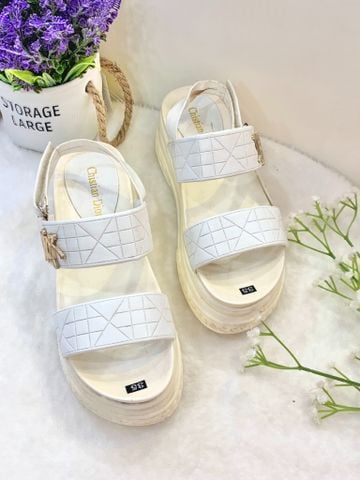  Dép 2 Quai Dior Trắng 7cm 