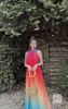 Váy Maxi Đỏ Hồng Cam Cầu Vồng