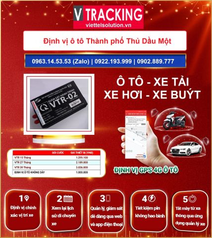 Định vị ô tô Thủ Dầu Một - Chính hãng Viettel, lắp tận nhà, bảo hành
