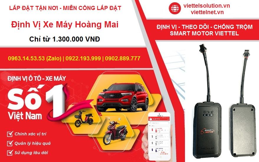 Định vị xe máy quận Hoàng Mai - Lắp tận nhà cho khách, bảo hành tận nơi