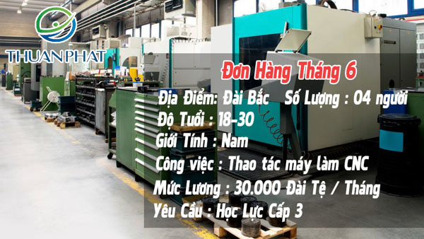 Tìm gấp thợ CNC làm việc tại đài loan