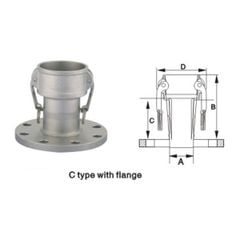 Khớp nối nhanh, inox 304, kiểu C+, có mặt bích
