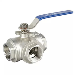 Van bi 3 ngả công nghiệp, inox 304, T port, nối ren