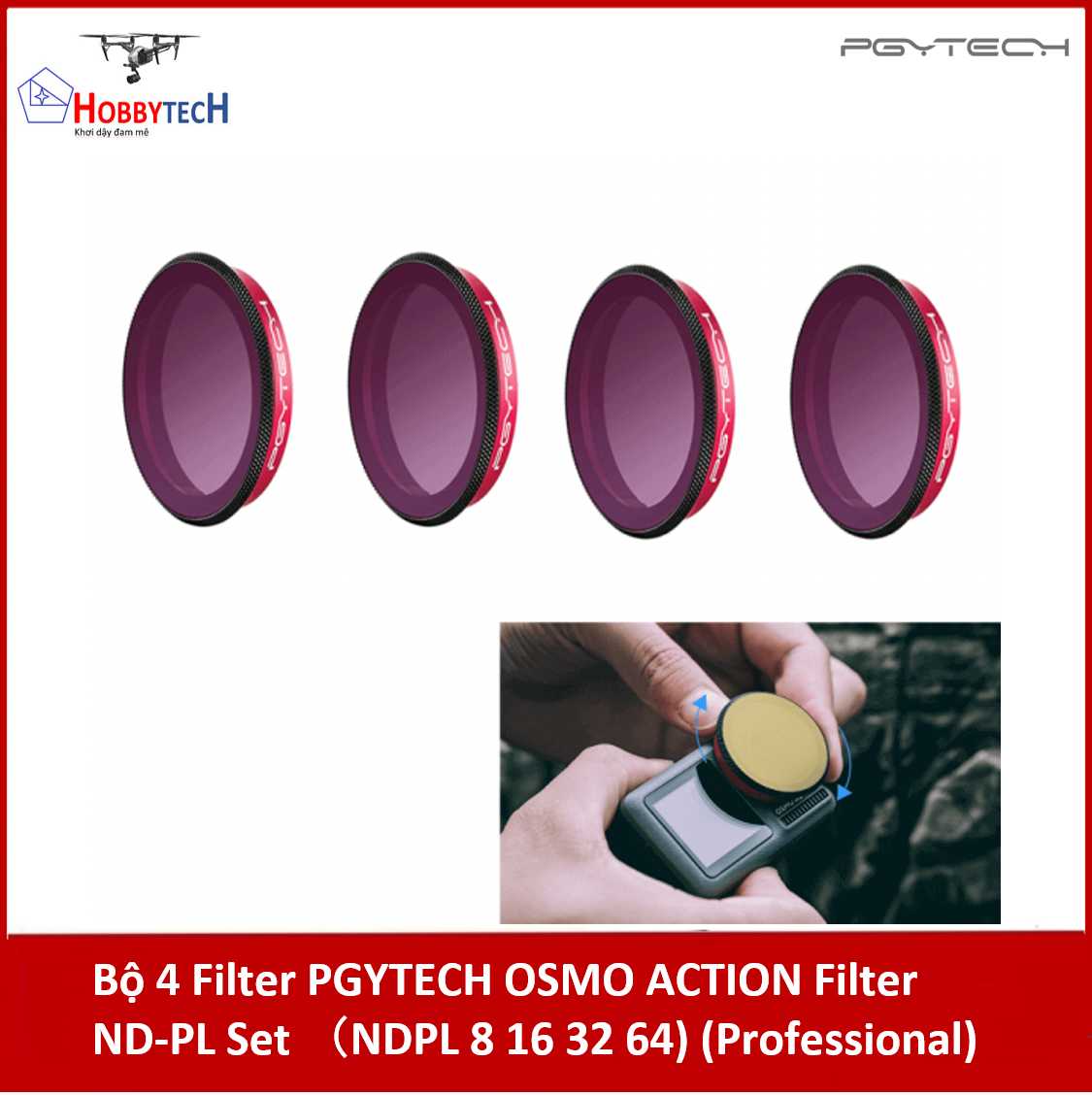 Bộ 4 Filter PGYTECH OSMO ACTION Filter ND-PL Set （NDPL 8 16 32 64) (Professional)