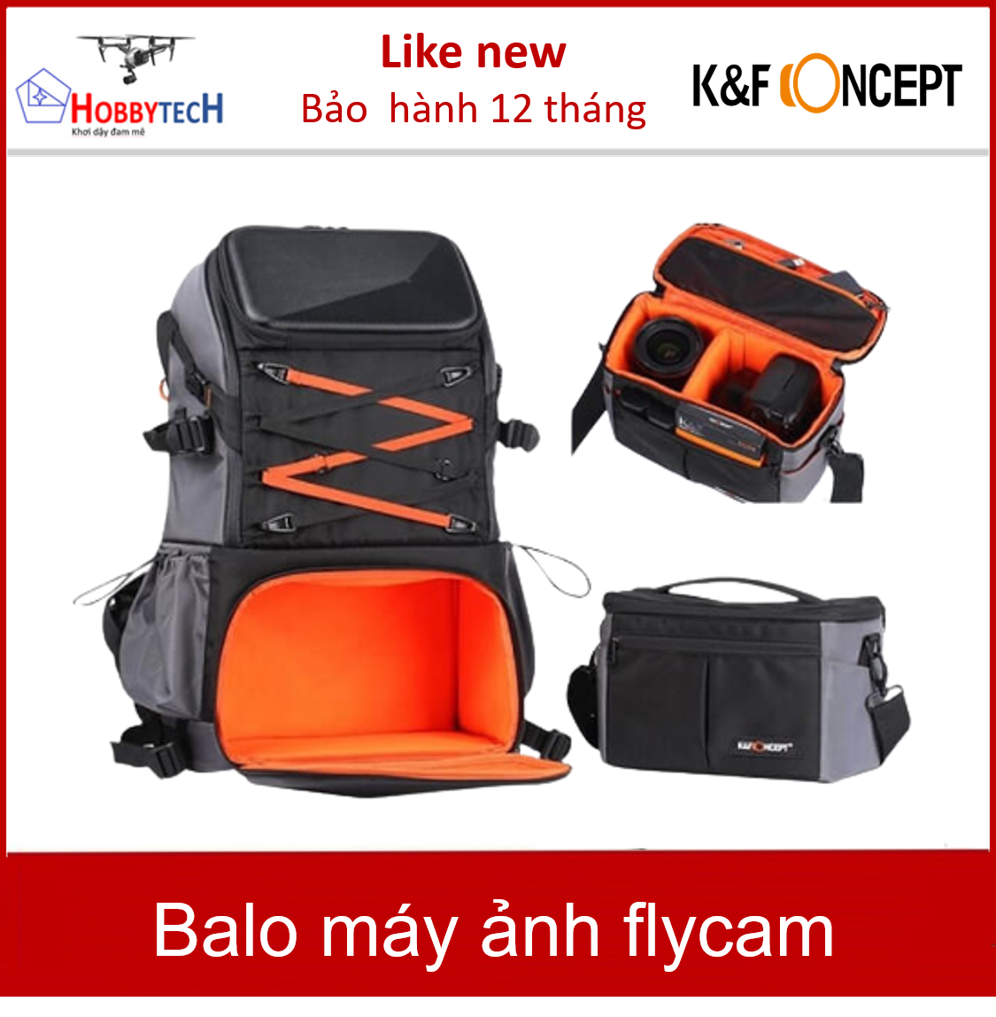 Bộ balo + túi máy ảnh DSLR, Latop, phụ kiện máy ảnh & flycam – Cao cấp – Chống sốc, chống nước, du lịch đường dài – K&F Concept KF13.107