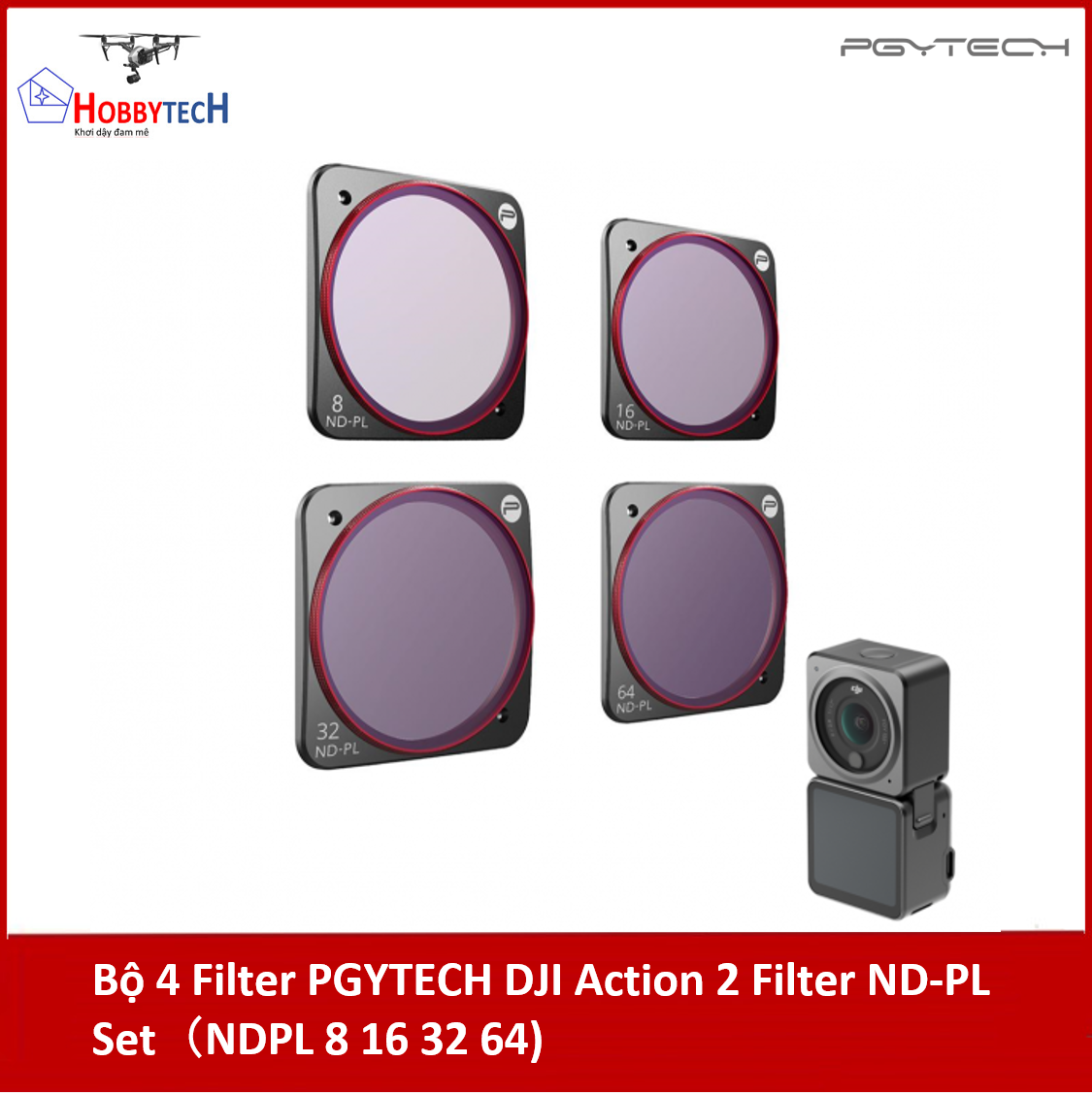 Bộ 4 Filter PGYTECH DJI Action 2 Filter ND-PL Set（NDPL 8 16 32 64) (Professional)