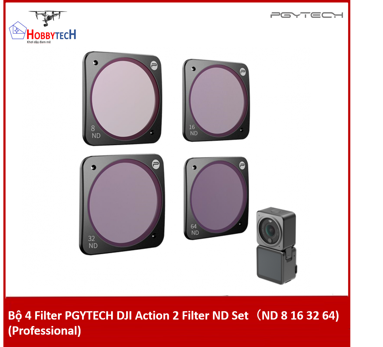 Bộ 4 Filter PGYTECH DJI Action 2 Filter ND Set（ND 8 16 32 64) (Professional)