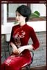 Sườn Xám Nhung Thêu Đính Hột