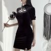 Sườn Xám  Ngắn Nhung Dây Sỏ Ngực