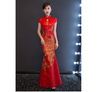 Sườn Xám Cưới Kim Sa Đuôi Cá Con Công