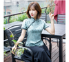 Sườn Xám Sét Rời Linen Lá Thông