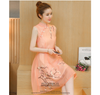 Sườn Xám Cách Tân Vole Giấy Thêu Hoa Anh Đào
