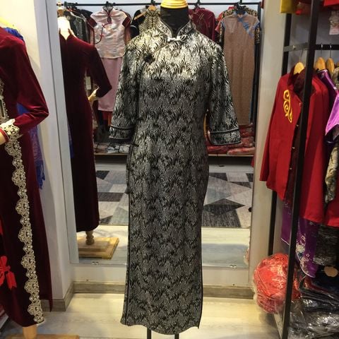 Sườn Xám Thun Hoa Văn Sấm Sét