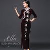 Sườn Xám Nhung Cườm Hò