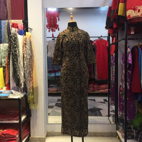 Sườn Xám Thun Kim Tuyến Tam Giác