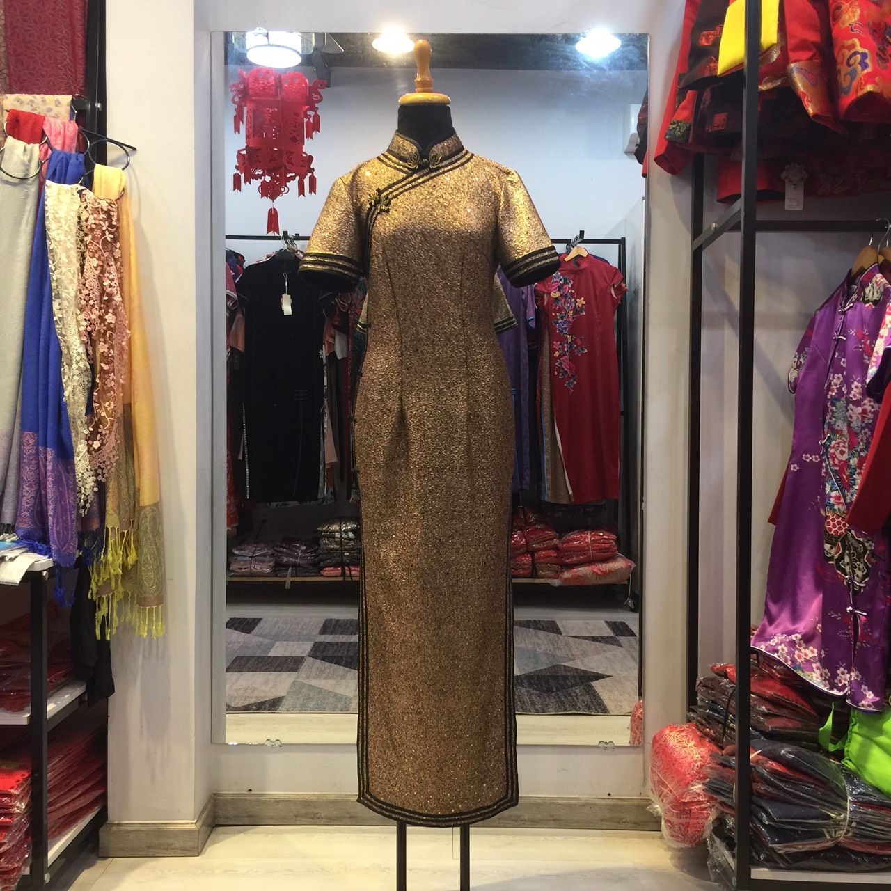 Sườn Xám Thun Nhũ Viền 3