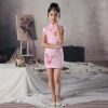 Sườn Xám Gấm Bé Thêu Hoa Tuyết Liên
