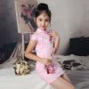 Sườn Xám Gấm Bé Thêu Hoa Tuyết Liên
