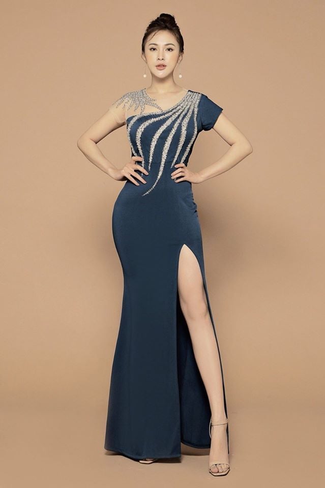 Dạ hội kết Kim sa pha lê đường sóng xanh