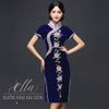 Sườn Xám Nhung Cườm Hò