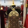 Sườn Xám Nhung Phối Yếm