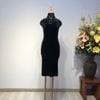 Sườn Xám Nhung Trơn Giọt Nước