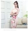Sườn Xám Lụa Ngắn Hồng Hạc