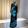 Áo Dài Nhung Vẽ Hoa Sen Kết Tủa