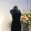 Sườn Xám Nhung Trơn Giọt Nước