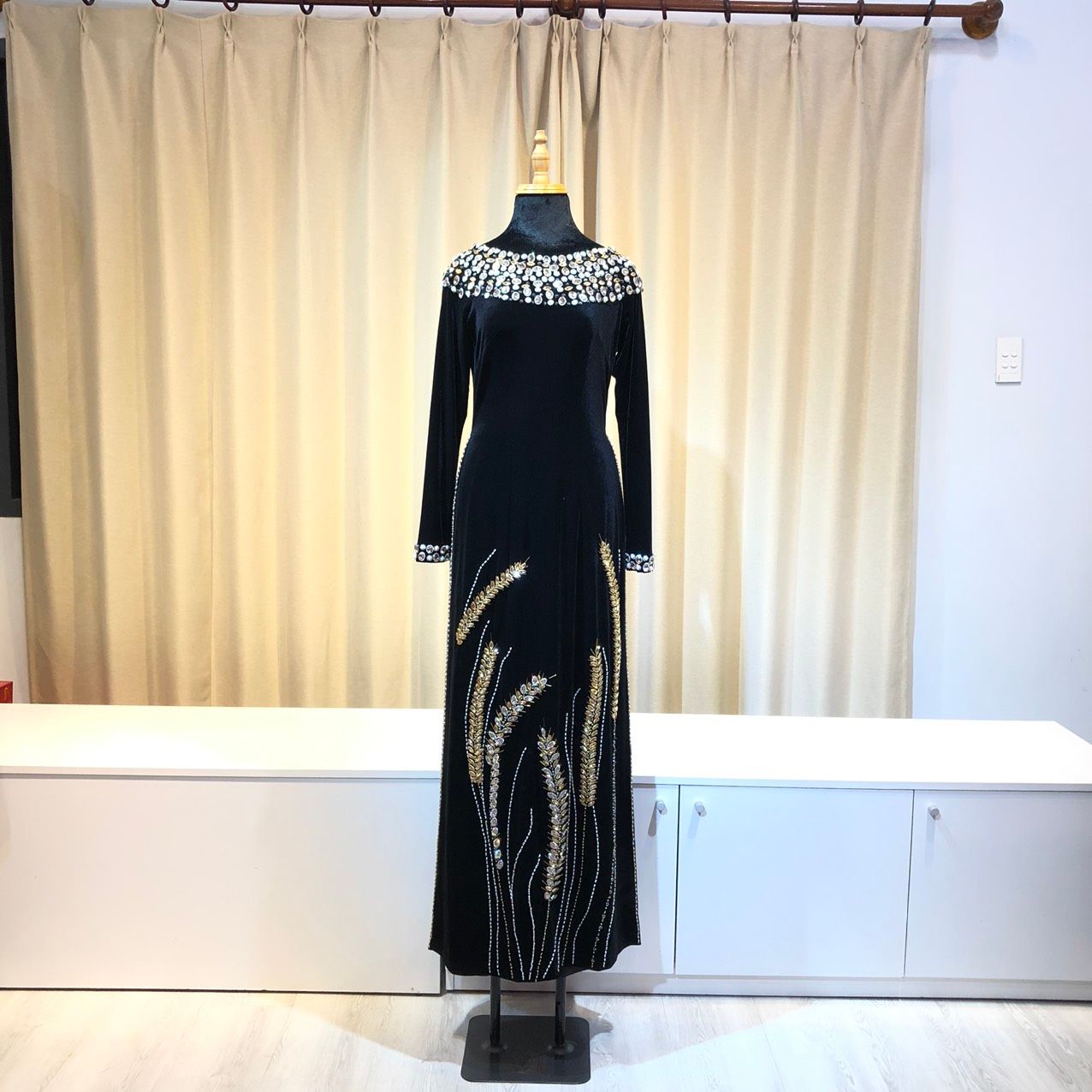 Áo Dài Nhung Cao Cấp Bông Lúa