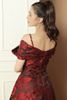 Đầm Xòe Gấm 2 Dây Trễ Vai