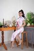 Sườn Xám Lụa Hoa Tím Nhí