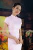 Sườn Xám Gấm Viền Ren Tà Xéo