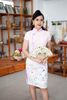 Sườn Xám Tơ Nhung Hoa Tím Cà