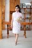 Sườn Xám Tơ Nhung Hoa Tím Cà