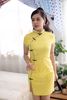 Sườn Xám Gấm Vàng Viền Thân