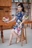 Sườn Xám Lụa Hoa Xuân Tươi Xanh