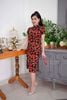 Sườn Xám Thun Hoa Hồng Dài
