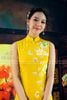 Sườn Xám Lụa Đặt Biệt Thêu Hoa Vàng Nghệ