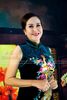 Sườn Xám Nhung Công Mẫu Đơn