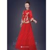 Sườn Xám Cưới Rời Gấm Đắp Ren Tay
