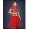 Sườn Xám Cưới Rời Gấm Đắp Ren Tay
