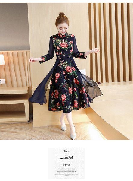 Sườn Xám Cách Tân Đầm Linen