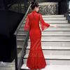 Sườn xám cưới đuôi cá tay loa