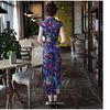 Sườn Xám Nhung 3D Xanh Dương