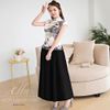 SX rời áo hoa chân váy đen