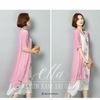 Sườn Xám Đầm Cách Tân khoác Vải Pho Giấy